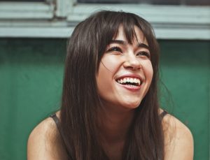 Girl laughing at something